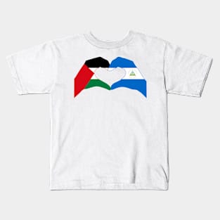 We Heart Palestine & Nicaragua Patriot Flag Series Kids T-Shirt